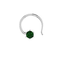 3.00mm Green Emerald Sterling Silver Solitaire Wedding Nose Piercing Stud Pin