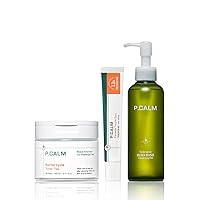 P.CALM Complete Pimple Treatment Kit | Viral Kbeauty Pore Cleansing Oil, Trouble Relief Spot Cream with Toner Pads | Korean Skincare