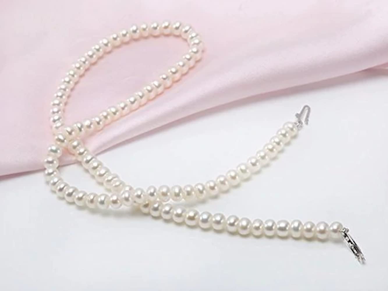 JYX Pearl Choker Necklace Small White 5mm Cultured Freshwater Pearl Necklace for Women 16