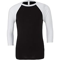 Canvas Mens 3/4 Sleeve Baseball T-Shirt (XL) (Black/White)