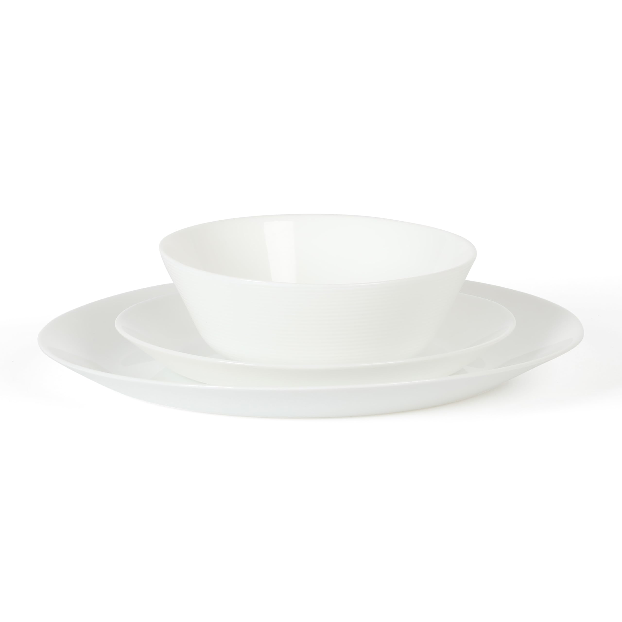 Martha Stewart Opalton 18 Piece Chip and Break Resistant Opal Glass Dinnerware Set