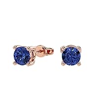 1/2 Carat Gemstone 3 mm Elegant Round Stud Earrings for Women in 18k Gold Push Back or Screw Back Earrings Birthstone Jewelry by VVS Gems