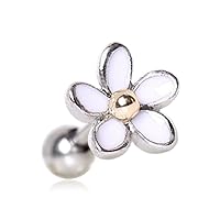 316L Surgical Steel Sweet White Daisy Cartilage Earring