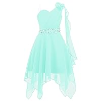 YiZYiF Kids Flower Girls One Shoulder Dress Irregular Wedding Pageant Dresses Evening Party Prom Ball Gown