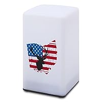 American Flag Ohio Deer Hunting Small Table Lamp for Bedroom Cute Night Light Bedside Lamps for Nightstand Decor