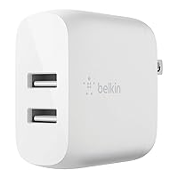 Belkin 24W Dual Port USB Wall Charger - Micro USB Cable Included - iPhone Charger Fast Charging - USB Charger Block for Power Bank, Portable Speakers, Wireless Headphones, Smartphones, and more