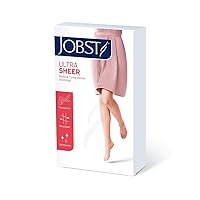 BSN Medical/Jobst 119164 Ultra Sheer Compression Stocking, Thigh High, 15-20 mmHg, Closed Toe, Diamond, Classic Black, Large, Pair