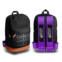 JDM Bride Racing Laptop Travel Backpack Brown Bottom with Adjustable Harness Straps (JDM-Purple Strap)