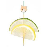 Restaurantware 3.5 Inch Cocktail Skewers, 100 Cat Design Cat Toothpicks - Pointed, Sturdy, Orange Bamboo Cat Cupcake Toppers, Disposable, For Fruits, Desserts, Or Sandwiches