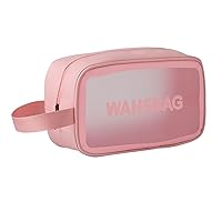 Makeup Pouch PU Toiletry Bag for Women PU Large Cosmetic Kit Storage Organizer Travel anity Grooming Make Up Bag, Pink, 1 Travel Cosmetic Bag Pouch