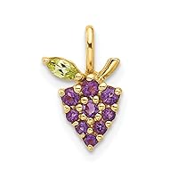 8.75mm 14k Gold Amethyst and Peridot Grapes Chain Slide Jewelry for Women