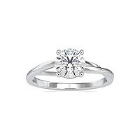 VVS Solitaire Diamond Promise Ring in 18K White/Yellow/Rose Gold with Round Moissanite Diamond Anniversary Ring for Women | 4 Prong Holder Ring | Couple Engagement Ring (1.19 Ct, IJ-SI)