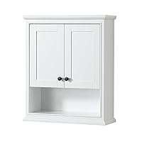 Wyndham Collection Deborah Over-The-Toilet Bathroom Wall-Mounted Storage Cabinet in White with Matte Black Trim