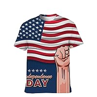 Unisex American USA Novelty T-Shirt Colors-Graphic Crewneck Casual Short-Sleeve: Vintage Mens Multiple 3D Pattern Printing