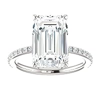 6CT Emerald Cut VVS1 Colorless Moissanite Engagement Ring Wedding Band Gold Silver Eternity Solitaire Halo Vintage Antique Anniversary Diamond Engagement Ring Promise Gift For Her