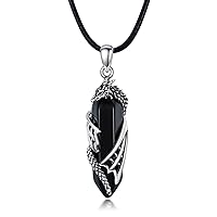 Dragon Necklace 925 Sterling Silver Reiki Healing Crystal Natural Hexagonal Dragon Necklace for Men Women