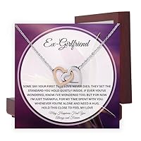 To My Ex-Girlfriend Gift With An Amazing Message Card From Ex-Boyfriend, Ex-girlfriend's Birthday Gift Ideas, Romantic Gifts For Her, Interlocking Heart Necklace For Women With An Elegant Box