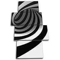 Abstract Pattern B/W 3D Collage 200x113cm Multi Canvas Art Print Box Framed Picture Wall Hanging - Hand Made in The UK - Framed and Ready to Hang