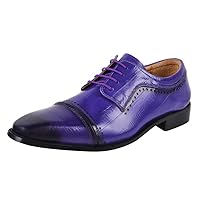 Mens Prom Shoes - Mens Animal Print Genuine Leather Lace Up Oxford Dress Shoes