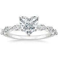 ERAA Jewel 1.0 CT Heart Colorless Moissanite Engagement Ring, Wedding Bridal Ring Set, Eternity Silver Solid 10K 14K 18K Gold Diamond Solitaire Prong Set Anniversary Promise Gift for Her