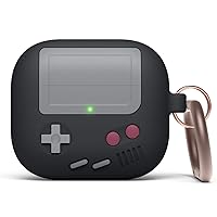 elago AW5 Compatible with AirPods 3rd Generation Case (2021), Classic Handheld Game Console Design Case Compatible with Apple AirPods 3, Carabiner Included [Black]