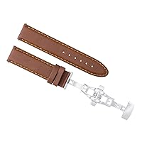 Ewatchparts 19MM LEATHER STRAP SMOOTH BAND CLASP COMPATIBLE WITH BAUME MERCIER CAPELAND L/BROWN OS #2