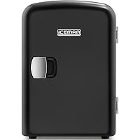Chefman - Iceman Mini Portable Black Personal Fridge Cools Or Heats and Provides Compact Storage For Skincare, Snacks, Or 6 12oz Cans W/A Lightweight 4-liter Capacity To Take On The Go