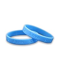 Light Blue Silicone Bracelets - Lt Blue Colored Rubber Wristbands for Prostate Cancer, Trisomy 18, Cushings & Graves Disease Awareness & Fundraising (10 Bracelets)