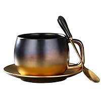 DFHBFG Black Gold Marble Ceramic Coffee Cups Condensed Coffee Mug Cafe Tea Breakfast Milk Cups Saucer Suit With Plate Spoon Set
