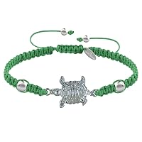 LES POULETTES BIJOUX - Silver Metal Turtle Bracelet with Braided Link