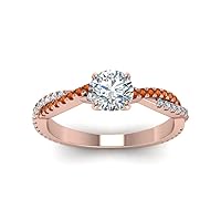 Choose Your Gemstone Twisted Vine Diamond CZ Ring Rose Gold Plated Round Shape Side Stone Engagement Prong Setting Birthstone Ring for Womens & Girls Size US 4 to 12