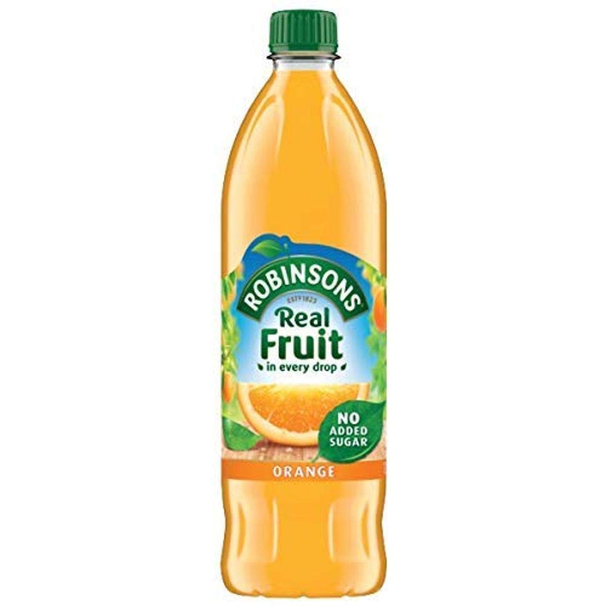 Robinson's Orange Fruit Drink, No Added Sugar, 1L Plastic Bottle (Pack of 6)