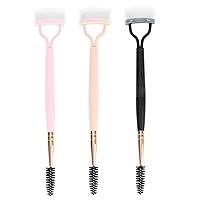 Mascara Brushes Eyebrow Brush And Comb 3Pcs Dual Lash Comb with Bendable Lash Brushes, Foldable Lash Separator Tool with Cover for Excess Mascara Removal