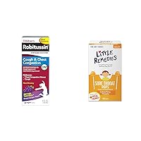 Robitussin Children's Grape DM Cough Syrup 4oz & Little Remedies Honey Sore Throat Pops 10 Count