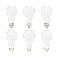 Amazon Basics A19 LED Light Bulb, 100 Watt Equivalent, Energy Efficient 15W, E26 Standard Base, Daylight White 5000K, Non-Dimmable, 10,000 Hour Lifetime , 6-Pack