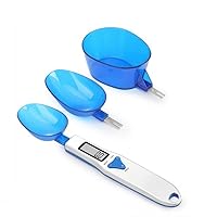 Kitchen Scale Spoon Gram Measuring Spoon, 500g/0.1g Blue Cute Digital Weight Scale Spoon Milligram Measuring Scoop Grams Electronic Measuring Cup for Portioning Tea, Flour, Spices, Medicine