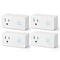 WiFi Heavy Duty Smart Plug Outlet, No Hub Required with Timer Function, White, Compatible with Alexa and Google Assistant, 2.4 Ghz Network Only (4 Pack)