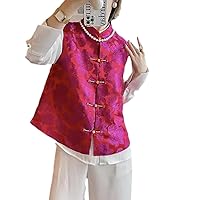 Chinese Style Women Fashion Daily Vintage Floral Jacquard Oriental Vest Lady Graceful Tangsuits Versatile Vest Coat