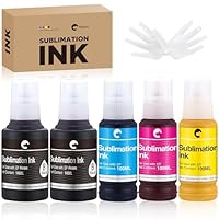 Hiipoo 580ML Sublimation Ink Refilled Bottlescompatible for ET2400 ET2720 ET2760 ET2750 ET4800 ET-2800 ET-2803 ET-2850 Inkjet Printers Heat Press Transfer on Mugs T-Shirts