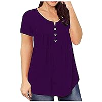 Women's Short Sleeve Blouses Large Slim Loose Solid Color V-Neck Short Shirt Mm T-Shirt Top T Shirts