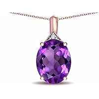 Expressions Large 12x10mm Oval Genuine Amethyst Pendant Necklace 10kt Gold