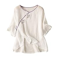 Womens Tops Long Plus Size 2023 Women's Embroidered Shirt Summer Loose Hooded Top Light Short Sleeve Shirt Women