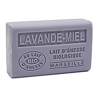 Label Provence Savon de Marseille - French Soap Made With Fresh Organic Donkey Milk - Lavender Honey Fragrance - 125 Gram Bar