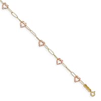 9 inch+1 inch 14k Yellow and Rose Gold Heart Anklet