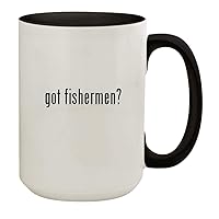 got fishermen? - 15oz Ceramic Colored Inside & Handle Coffee Mug Cup, Black