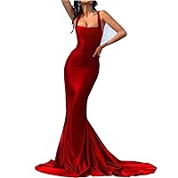 Mermaid/Trumpet Beautiful Back Elegant Engagement Formal Evening Dress Scoop Neck Sleeveless Satin