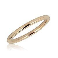 AVORA 10K Yellow Gold Plain Band Stackable Ring- Size 1-8