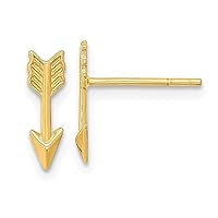 14K Yellow Gold Arrow Stud Earrings