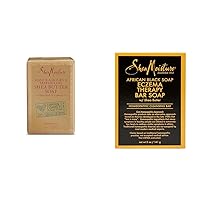 SheaMoisture Shea Butter Soap with Manuka Honey and Mafura Oil 8oz and African Black Soap for Eczema 5oz Bar Soap Bundle