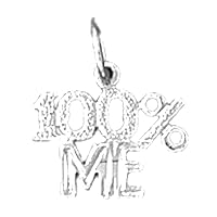18K White Gold 100% Me Saying Pendant, Made in USA